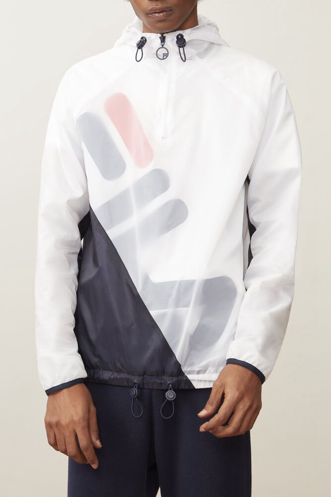 Fila Jacket Mens White - Cohen 1/4 Zip Wind - Philippines 7049265-JG